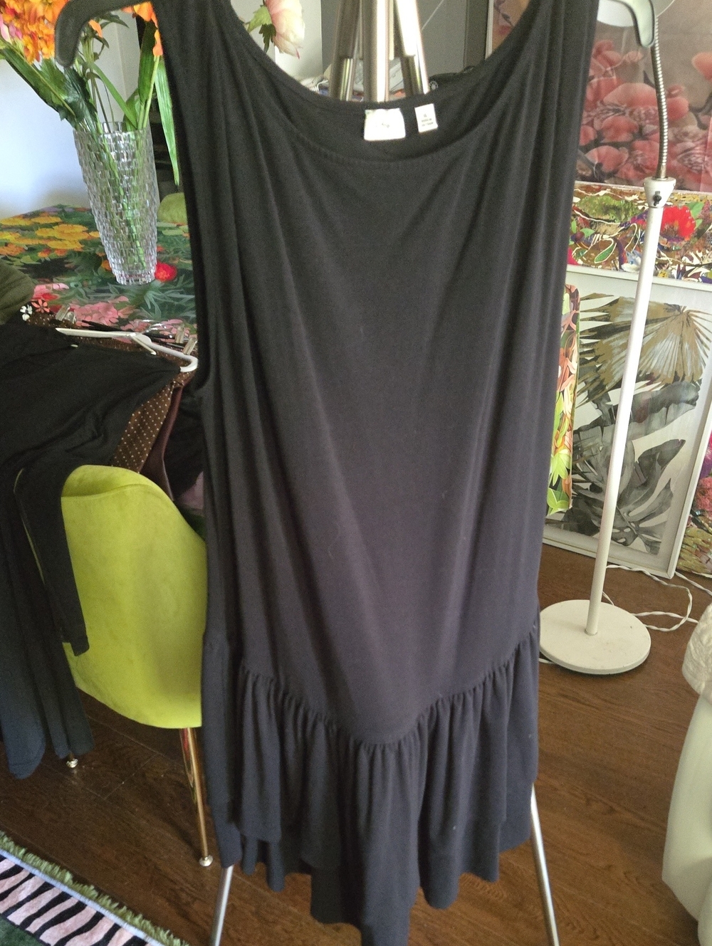 Wilfred Black Sleeveless Ruffle-Hem Midi Dress